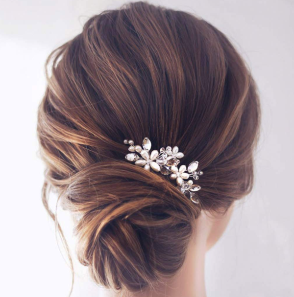 Pearl Wedding Hair Accessories Bridal Clip Decorative Hair Pins | Bridesmaid Silver Rose Gold Piece Updo for Women