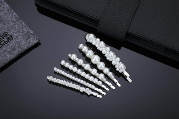 Pearl Hair Clips Barrettes Silver Wedding Decorative Bobby Pins Women Girls Bridal Her Valentines Mother’s Day Birthday Prom Party Daily Wear Hair Styling Accessories Xmas Gift 6pcs