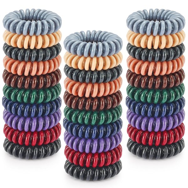 30 Pcs Hair Spiral,  No Crease Coil Hair Ties, Phone Cord Hair Ties for Thick Hair - Women Ponytail Holder Elastics(10 Color)